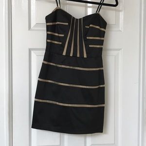 BCBG BLACK/GOLD STRAPLESS DRESS